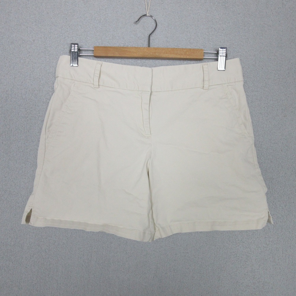 ANN TAYLOR LOFT Chino Shorts Womens Size 4 Beige Flat Front Casual‎ Summer